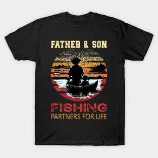 Vintage Father Son Fishing Partners For Life Dad Matching T-Shirt